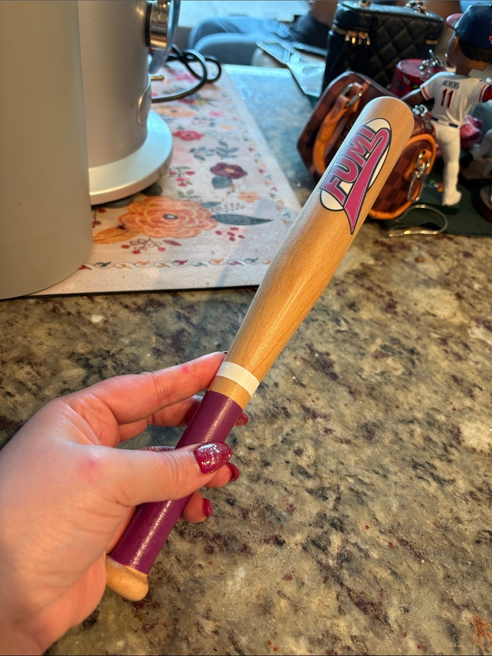 FUmi Purple-Handle Mini Wooden Bat Decorative Accent